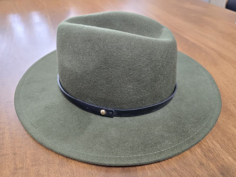 Free People Fedora Hat Womens Olive Green Wool Wide Brim One Size
